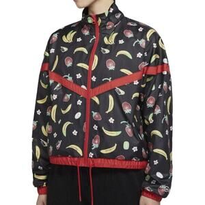 Nike Windbreaker Size Medium Strawberry Banana Fruit Print Zippered Track Jacket